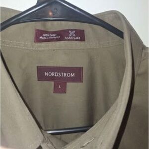 Nordstrom Men's Khaki Button-Down Shirt - Olive Khaki